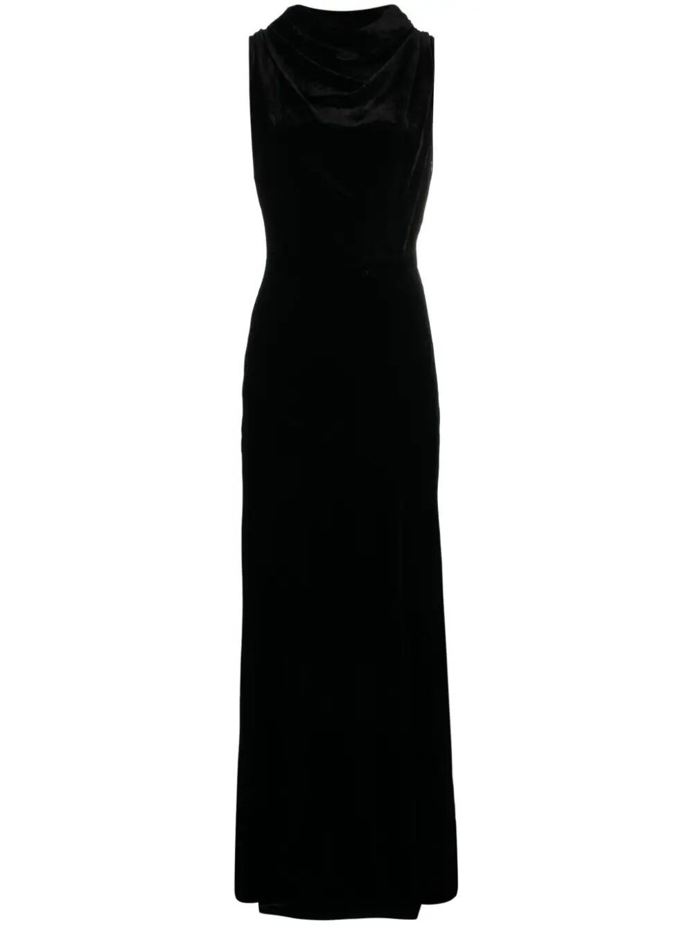 Semicouture Sabine Velvet Long Dress In Black
