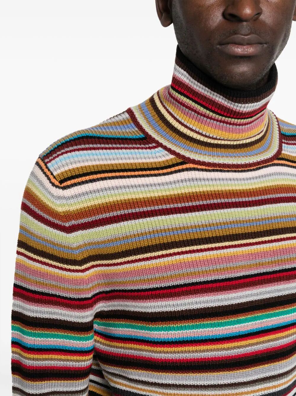 Shop Paul Smith Mens Sweater Roll Neck In Multicolour