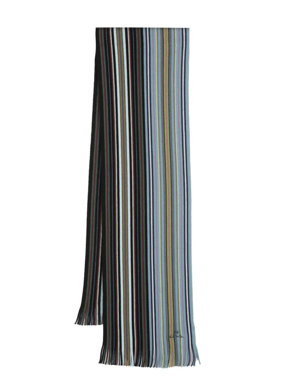 Ps By Paul Smith Spectrum Stripe Wool Scarf In Black