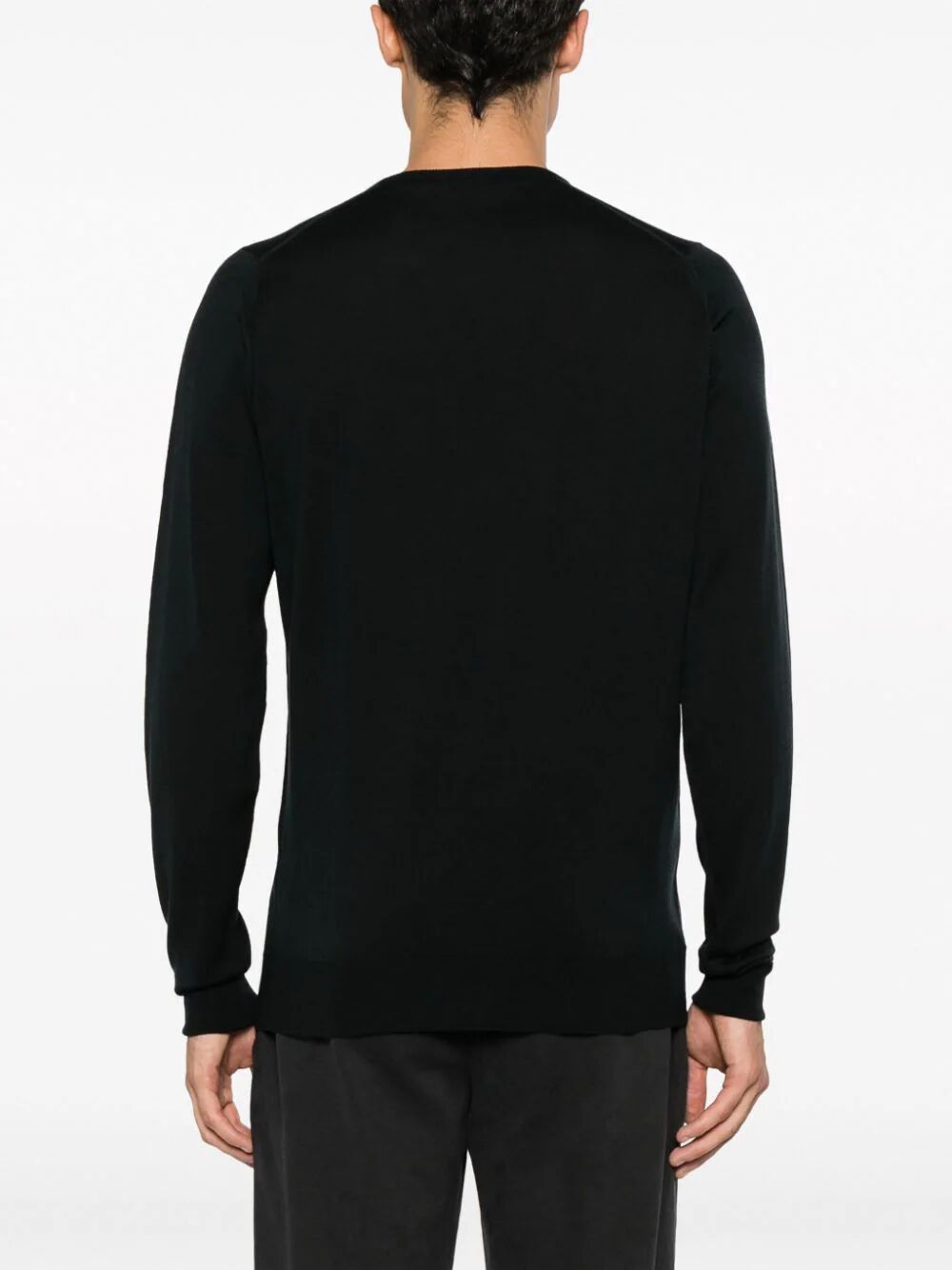 Shop John Smedley Marcus Long Sleeves Crew Neck Pullover In Black