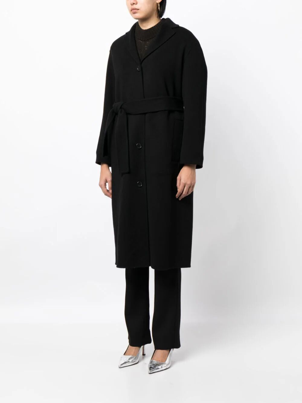 Shop Theory Single Breasted Coat In Black