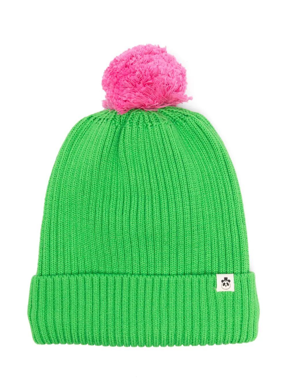 Minirodini Pompom Knitted Hat In Green