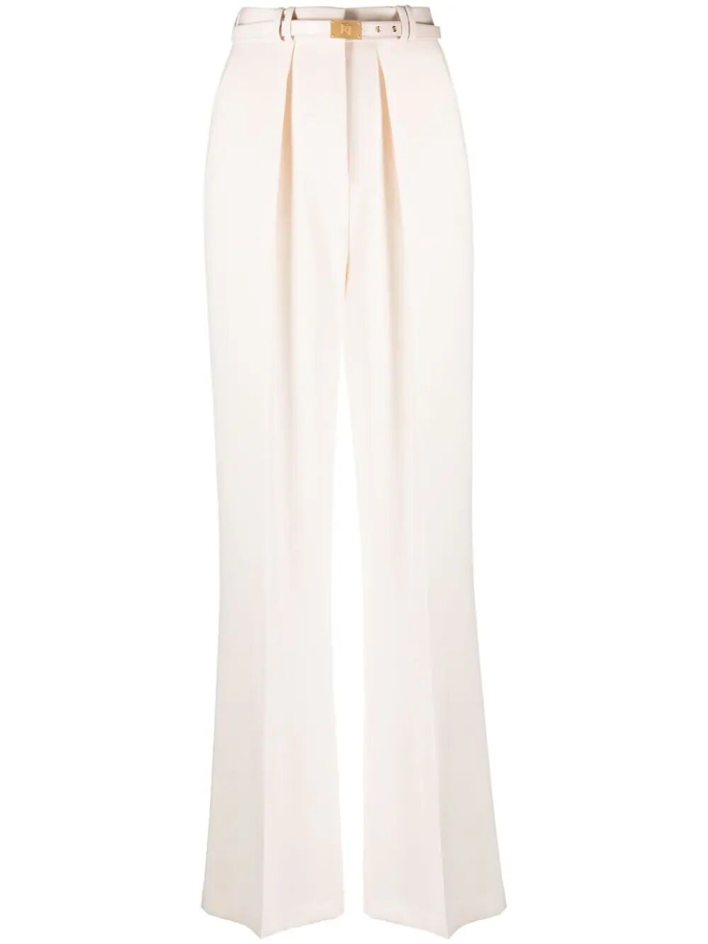 Elisabetta Franchi Belted Straight-leg Trousers In White