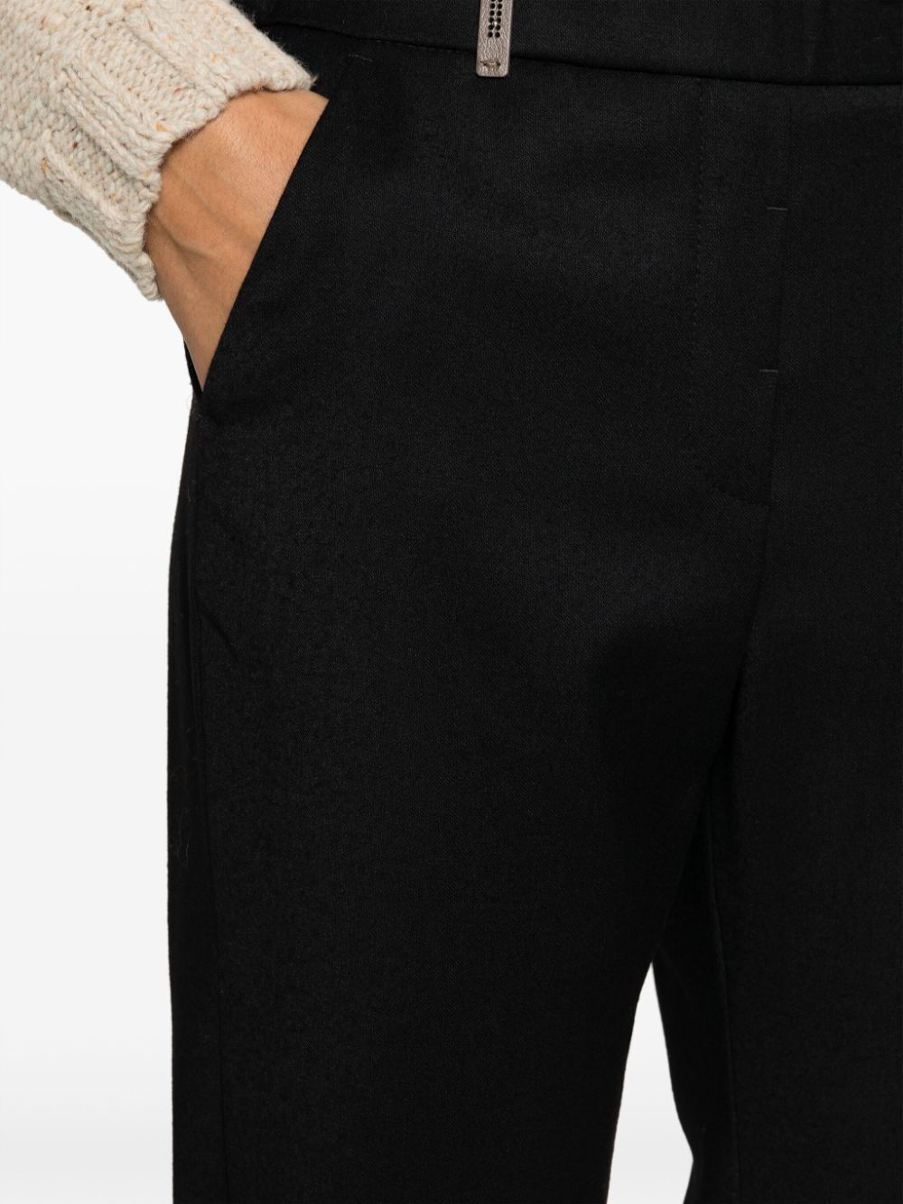 Shop Peserico Flannel Stretch Trousers In Black