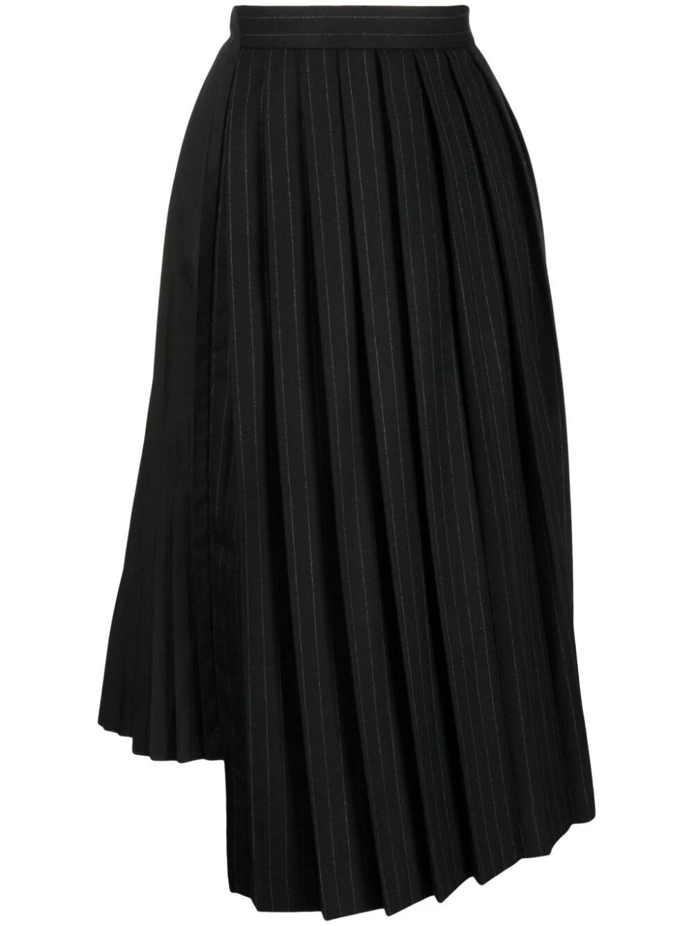 Shop Sacai Cotton Poplin Mix Chalk Stripe Skirt In Black