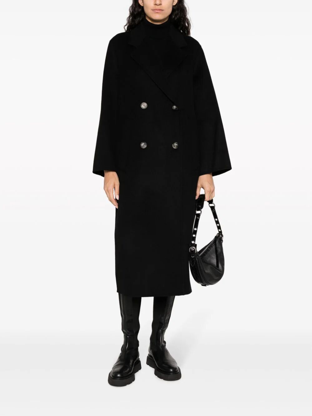 Shop Ivy & Oak Clara Double Breasted Oversize Coat In Black