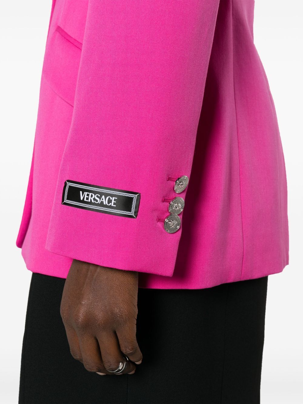 Shop Versace Informal Jacket Responsible Wool Tailoring Fabric In Pink & Purple