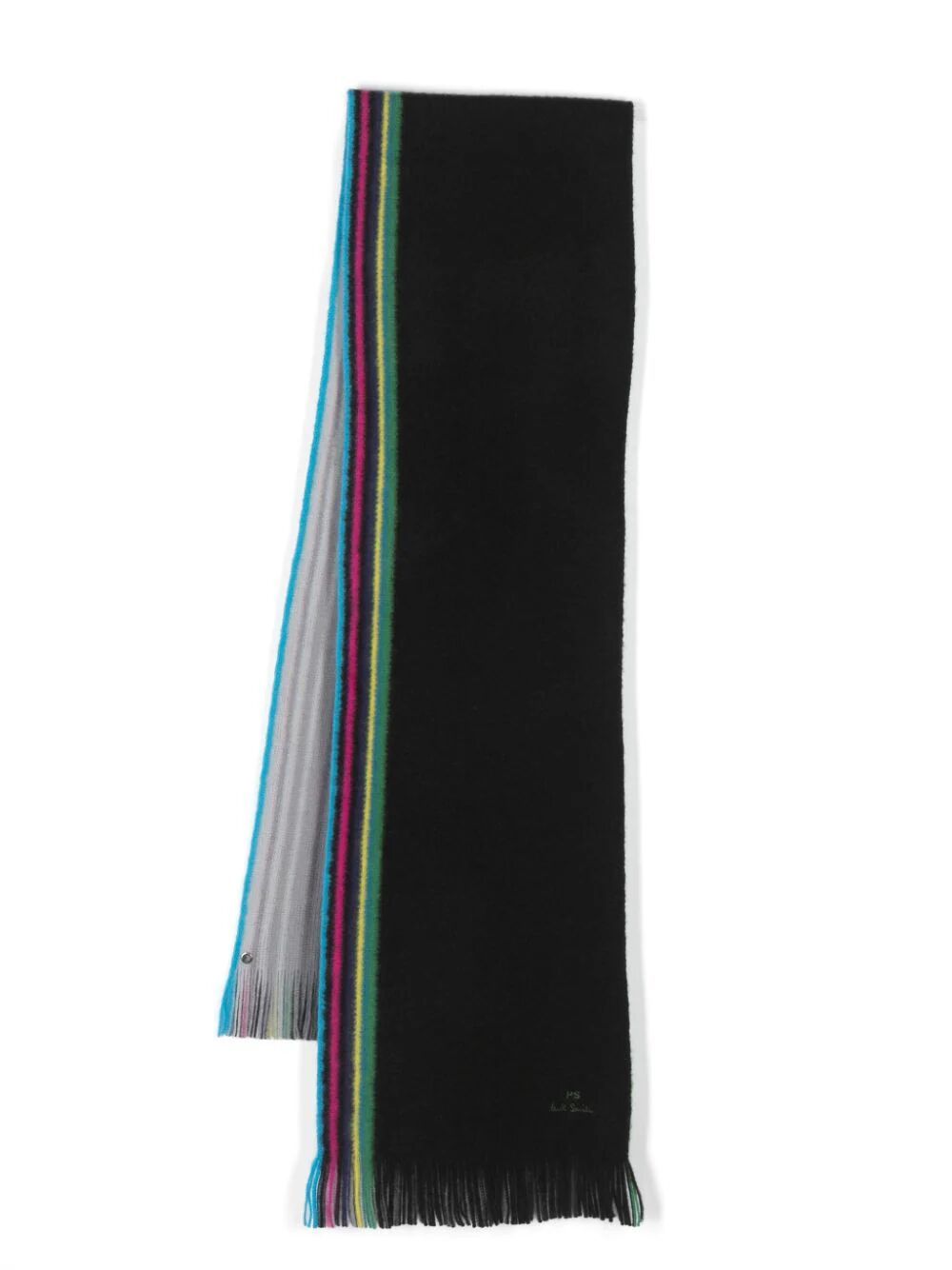 Ps By Paul Smith Striped-edge Wool Scarf In Black