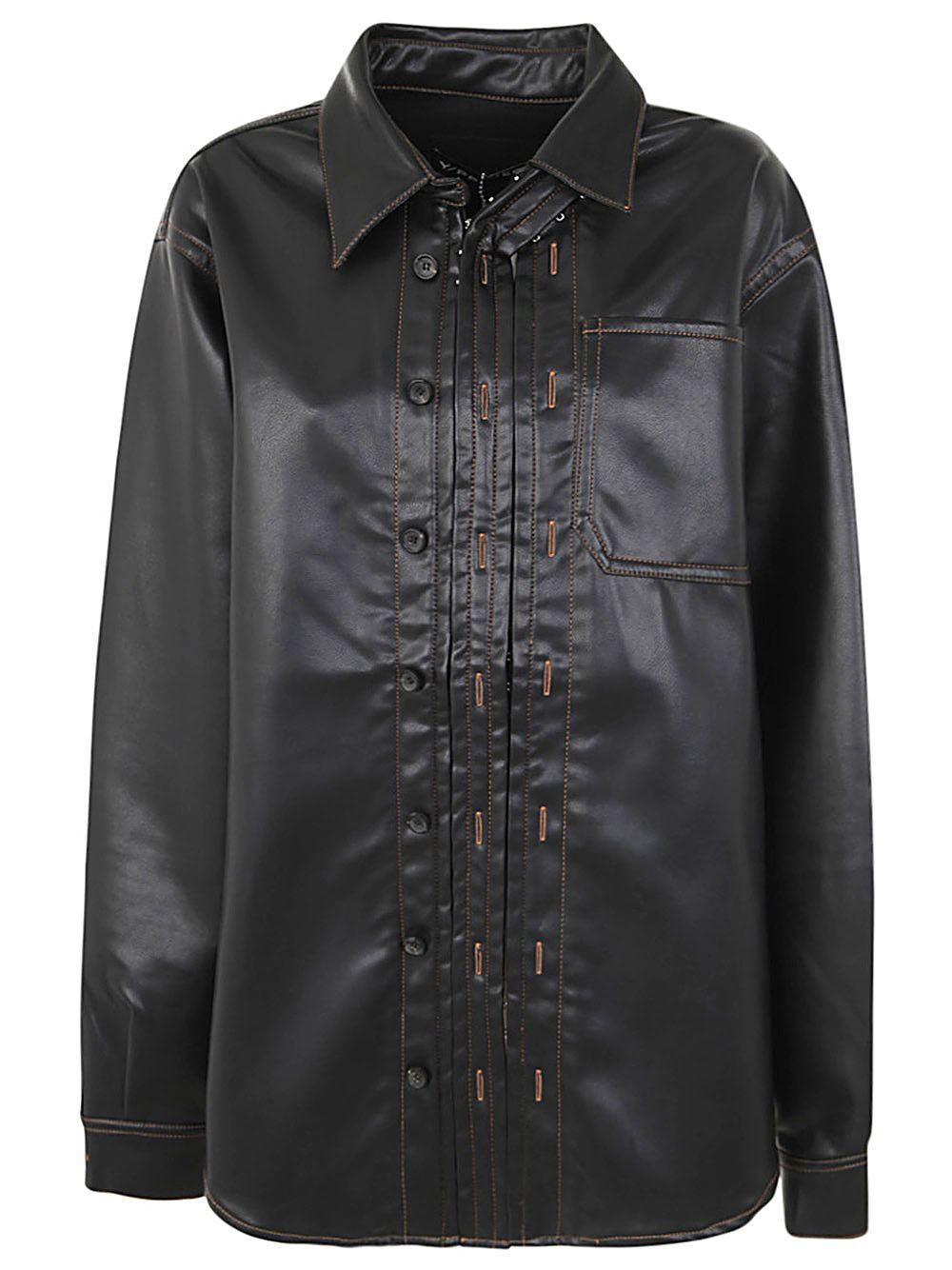 Shop Y/project Hook And Eye Leather Shirt In Black