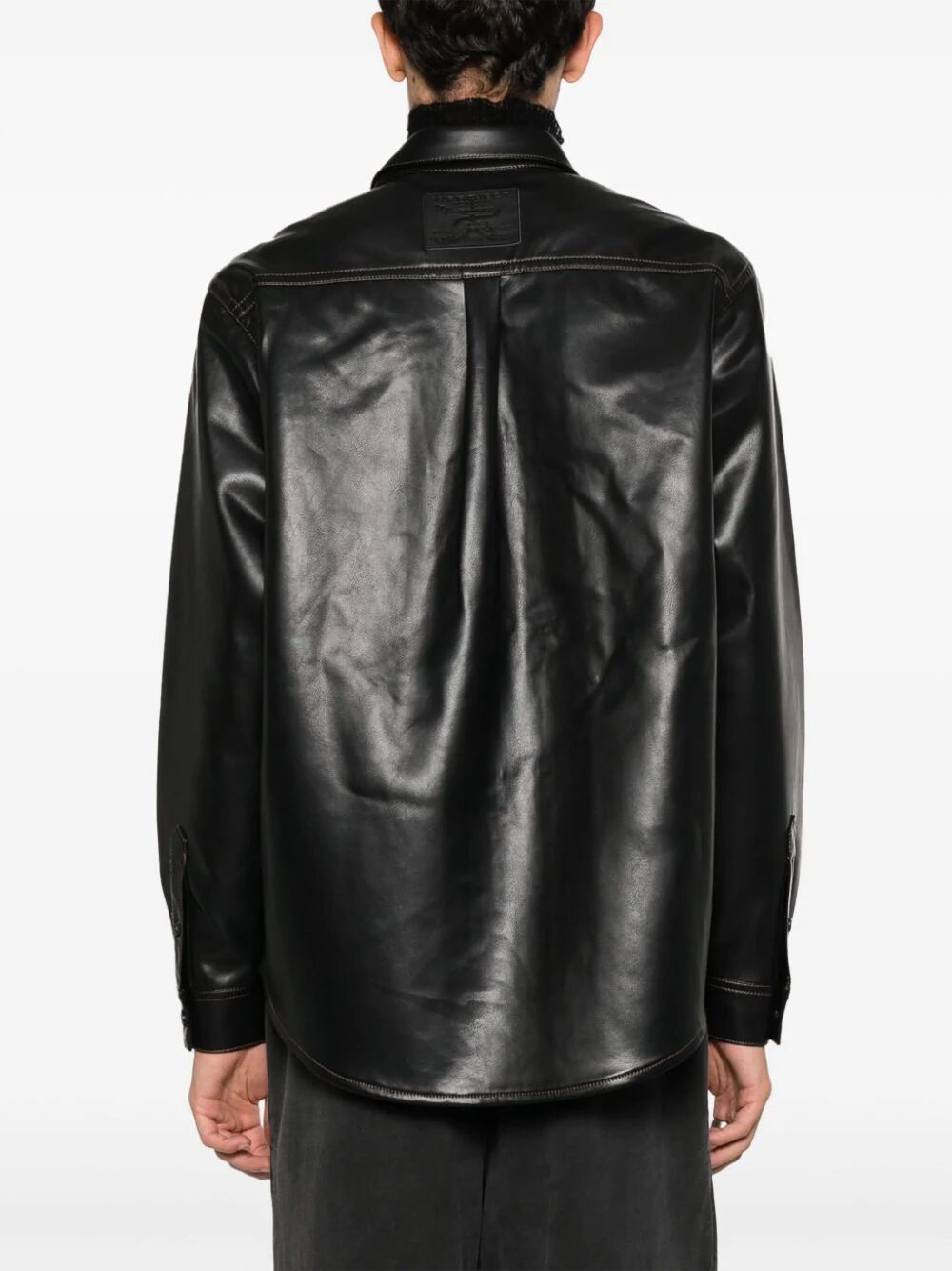 Shop Y/project Hook And Eye Leather Shirt In Black