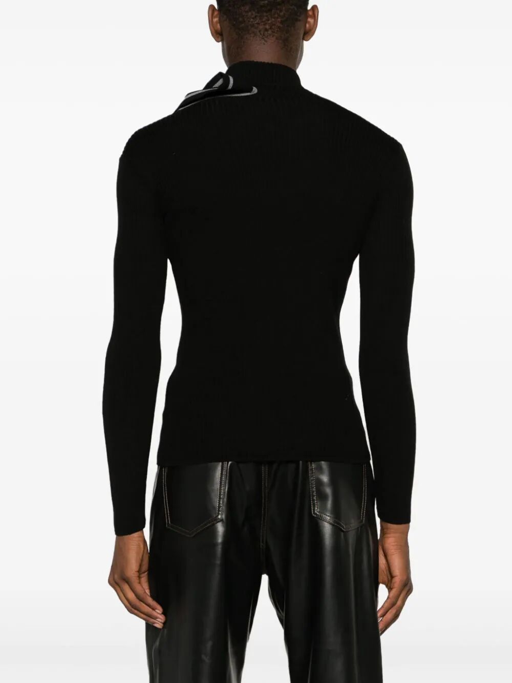 Shop Y/project Double Collar Fitted Sweater In Black