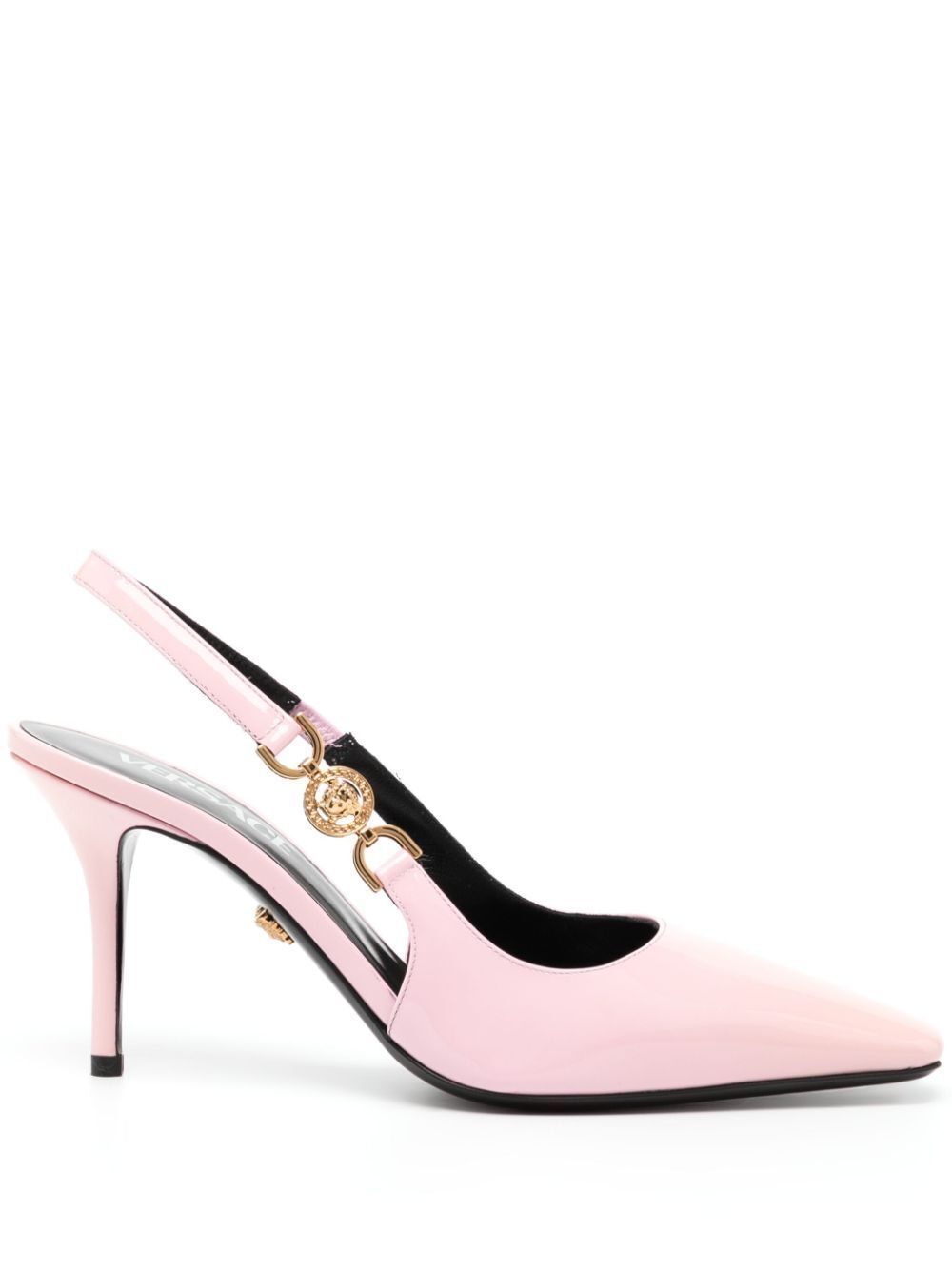 Versace Sling Back T.85 Calf Leather In Pink & Purple