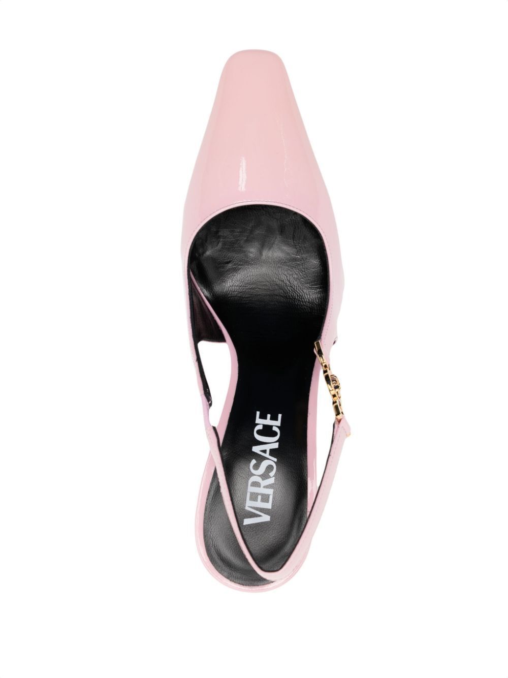Shop Versace Sling Back T.85 Calf Leather In Pink & Purple