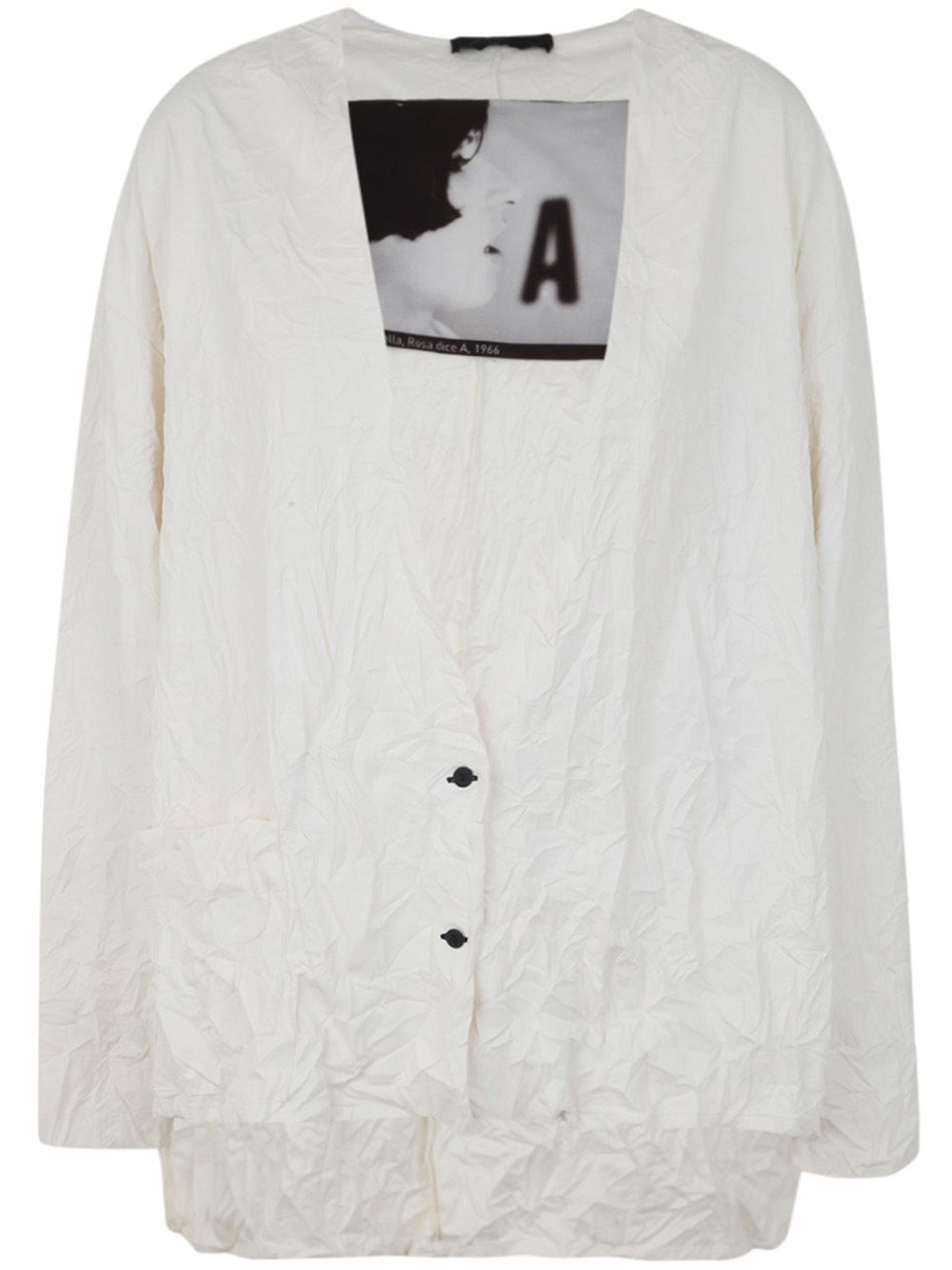 Maria Calderara Crinkled Faux Leather Sweater In White