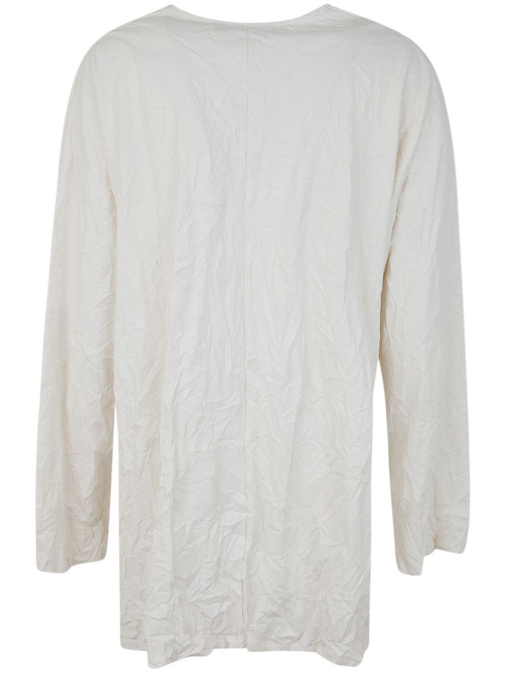 Shop Maria Calderara Crinkled Faux Leather Sweater In White