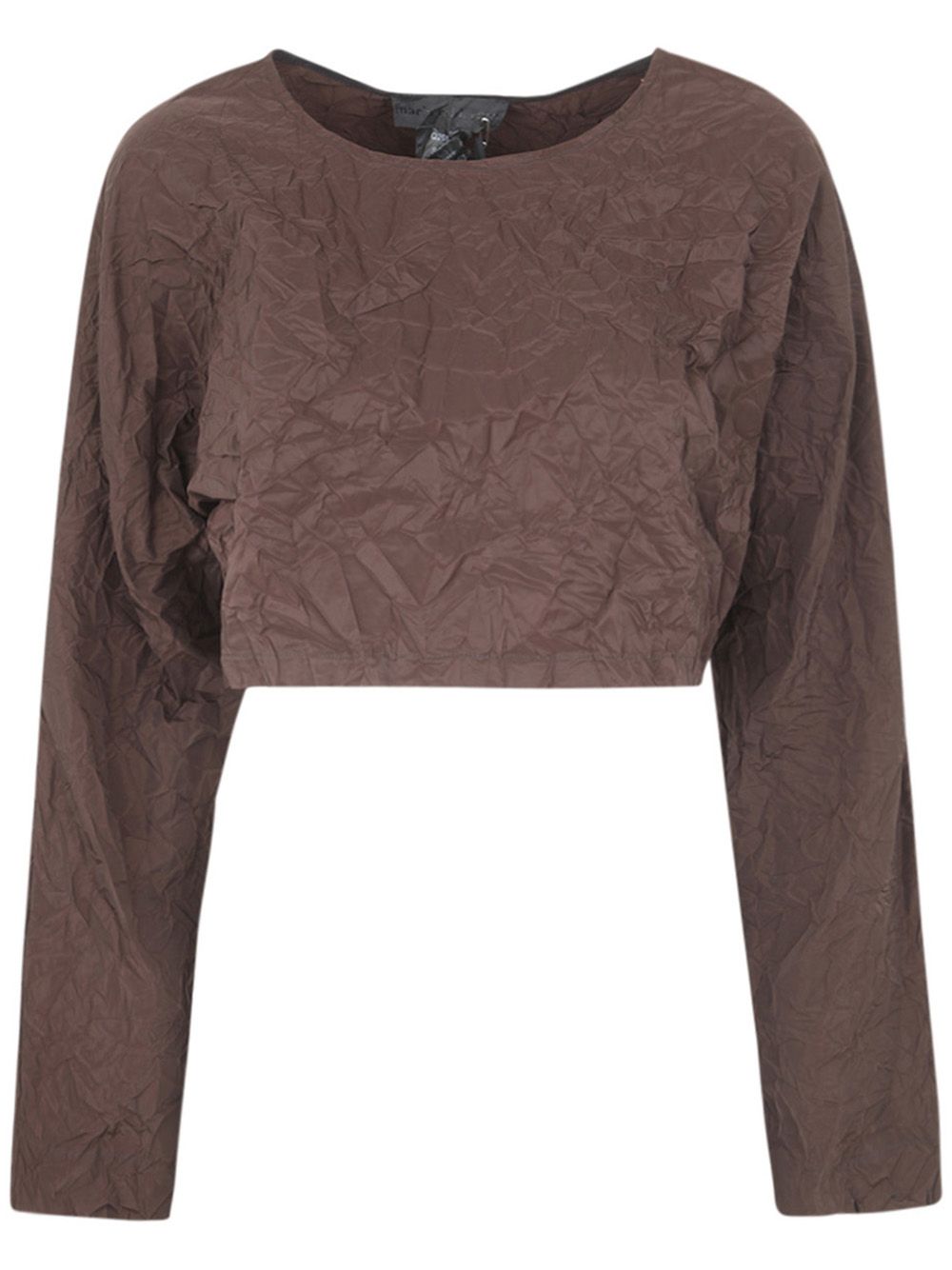 Maria Calderara Crinkled Opaque Taffeta Sweater In Brown