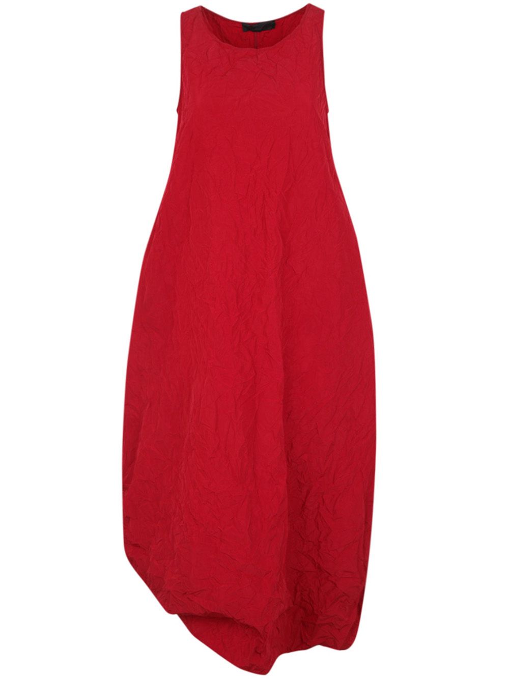 Maria Calderara Marionetta Crinkled Opaque Taffeta Long Dress In Red