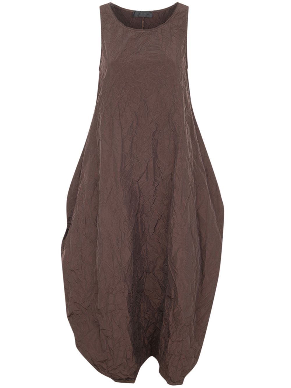 Maria Calderara Marionetta Crinkled Opaque Taffeta Long Dress In Brown