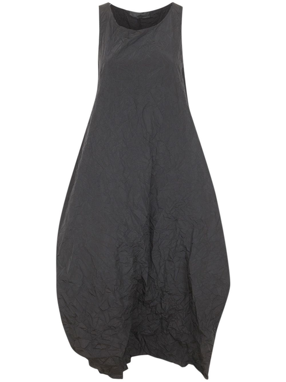 Maria Calderara Marionetta Crinkled Opaque Taffeta Long Dress In Black