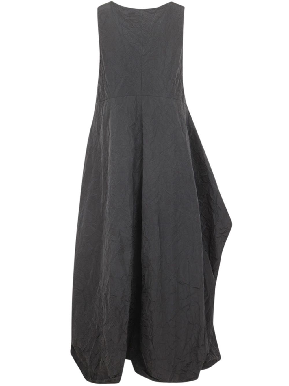 Shop Maria Calderara Marionetta Crinkled Opaque Taffeta Long Dress In Black