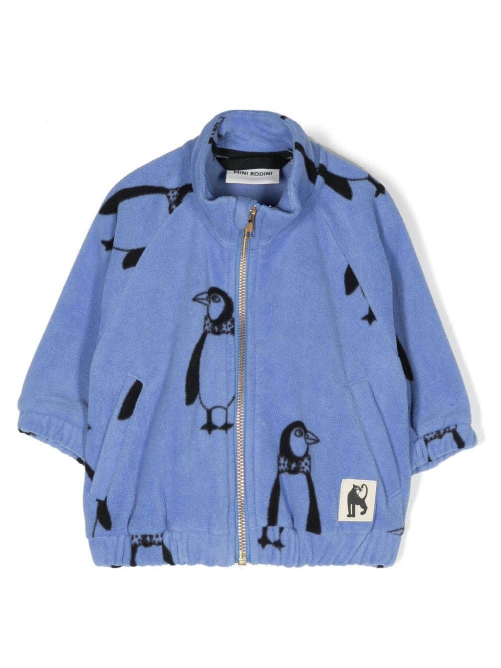 Minirodini Penguin Fleece Jacket In Blue