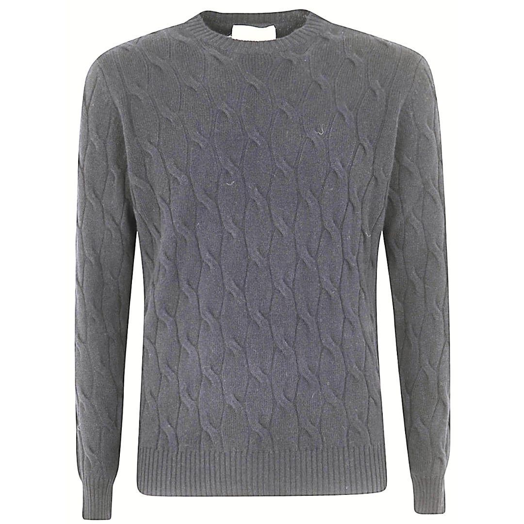 Shop Filippo De Laurentiis Wool Cashmere Long Sleeves Crew Neck Sweater With Braid In Grey