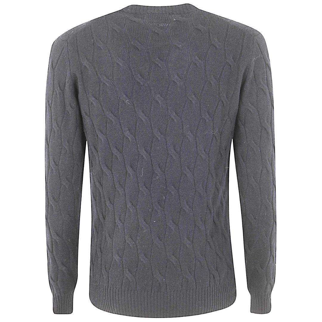 Shop Filippo De Laurentiis Wool Cashmere Long Sleeves Crew Neck Sweater With Braid In Grey