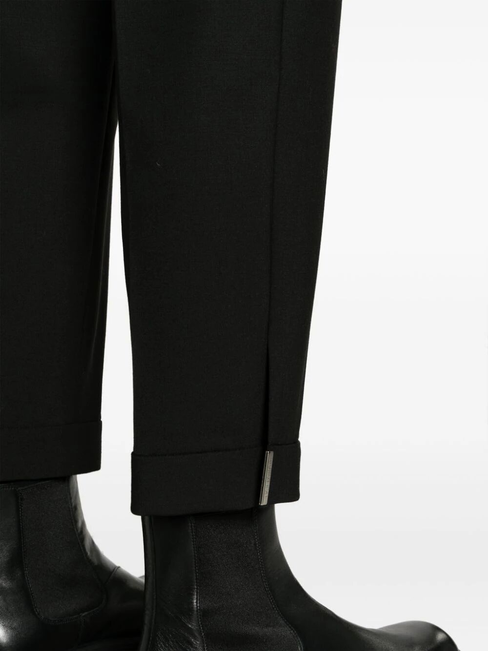 Shop Neil Barrett Barrett Nb Metallic Plate Slim Regular Rise Trousers In Black