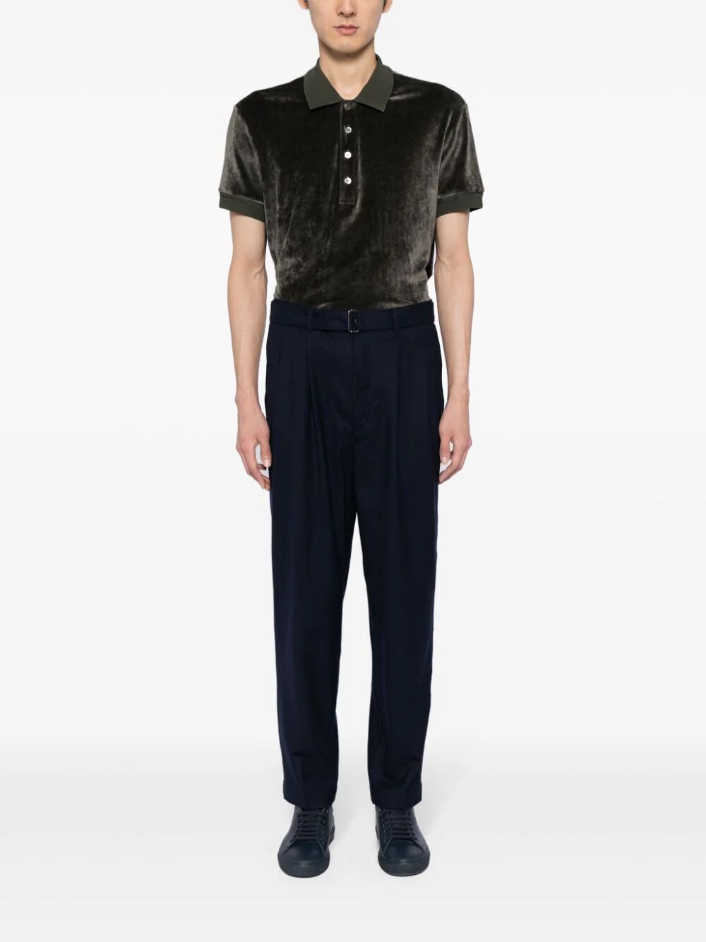 Shop Michael Kors Flannel Belted Trousers In Blue