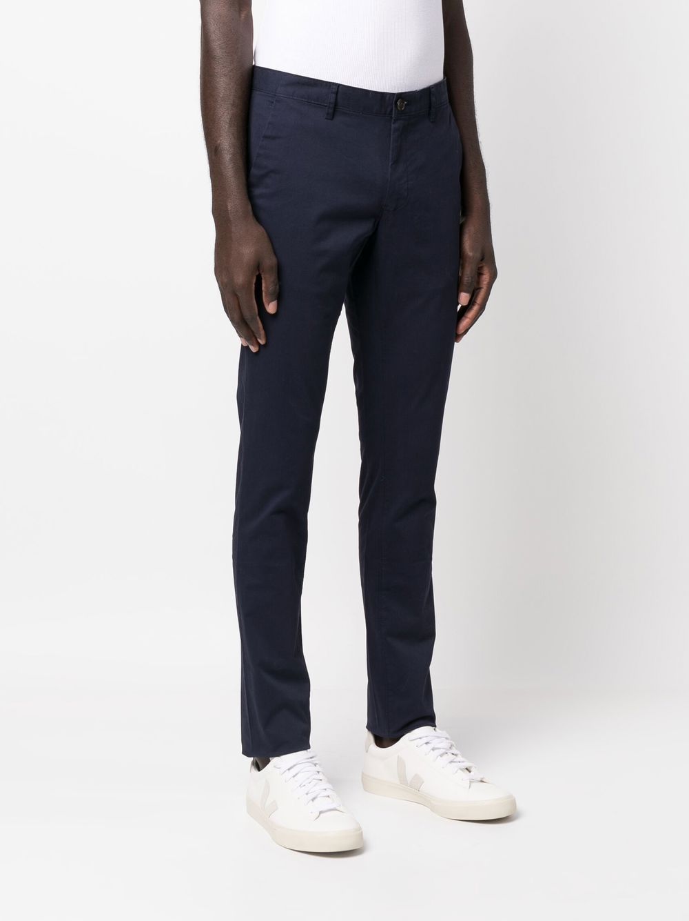 Shop Michael Kors Skinny Cotton Chino Trousers In Blue