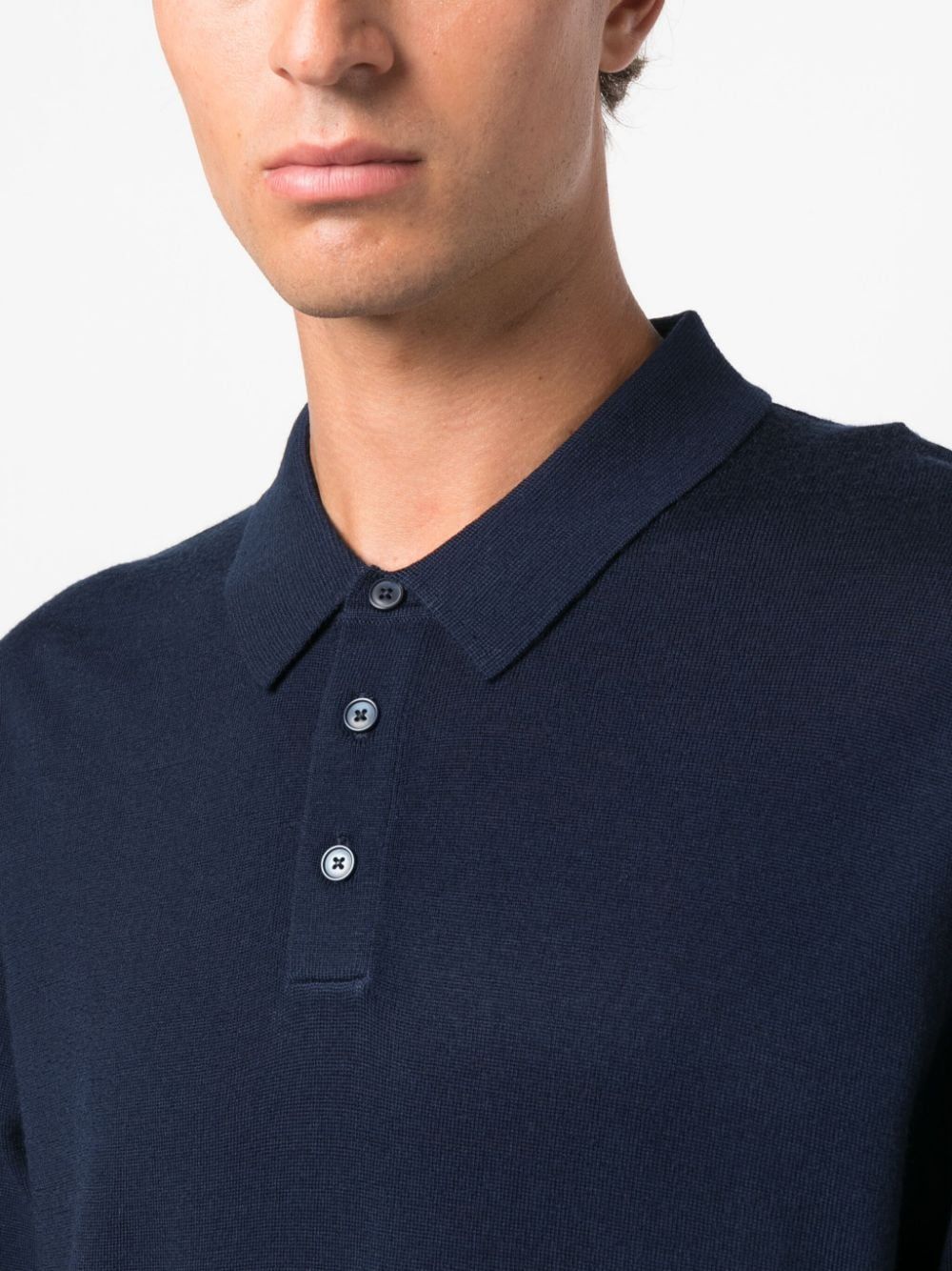 Shop Michael Kors Core Merino Long Sleeves Polo In Blue