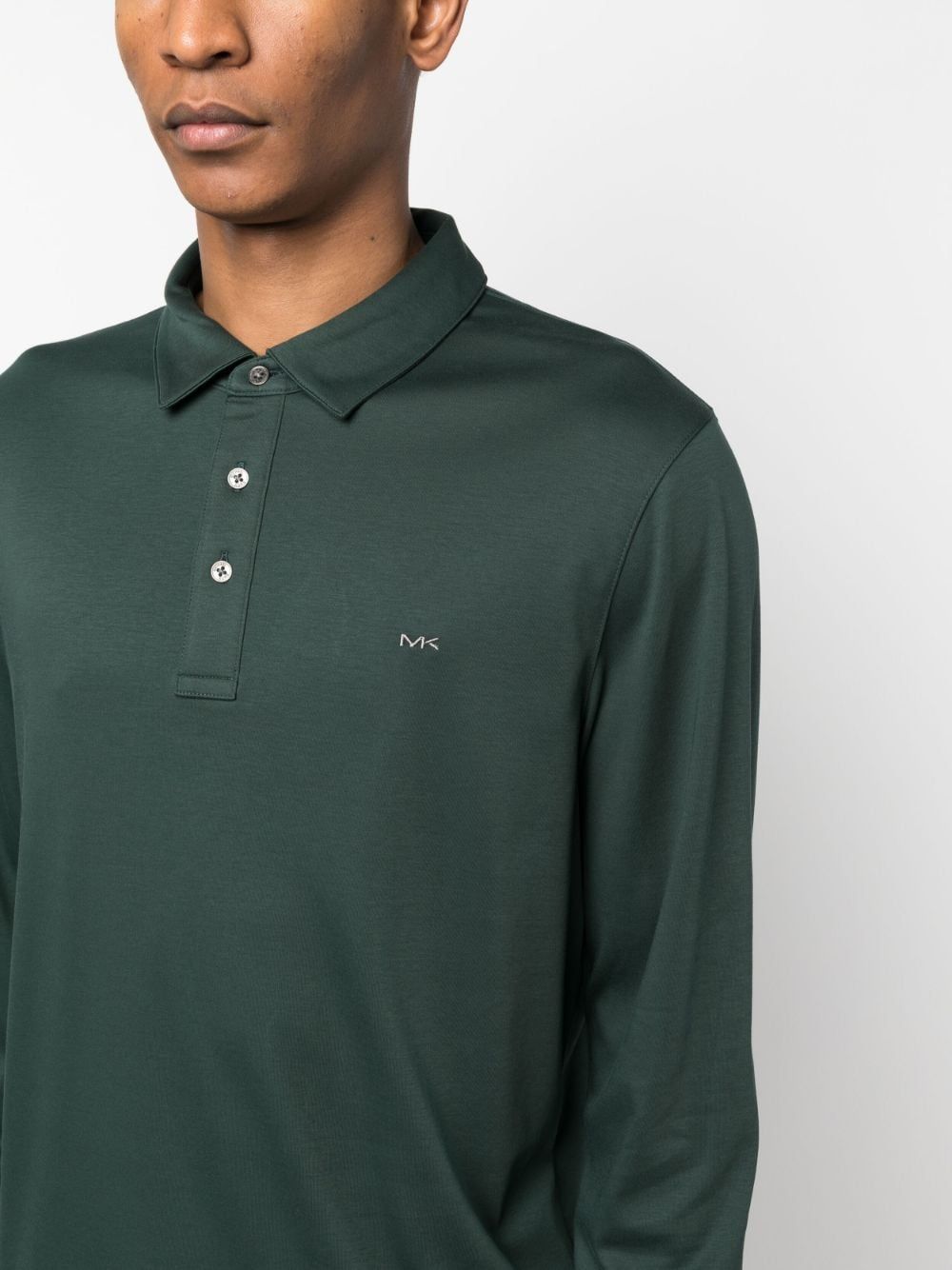 Shop Michael Kors Long Sleeves Sleek Mk Polo In Green
