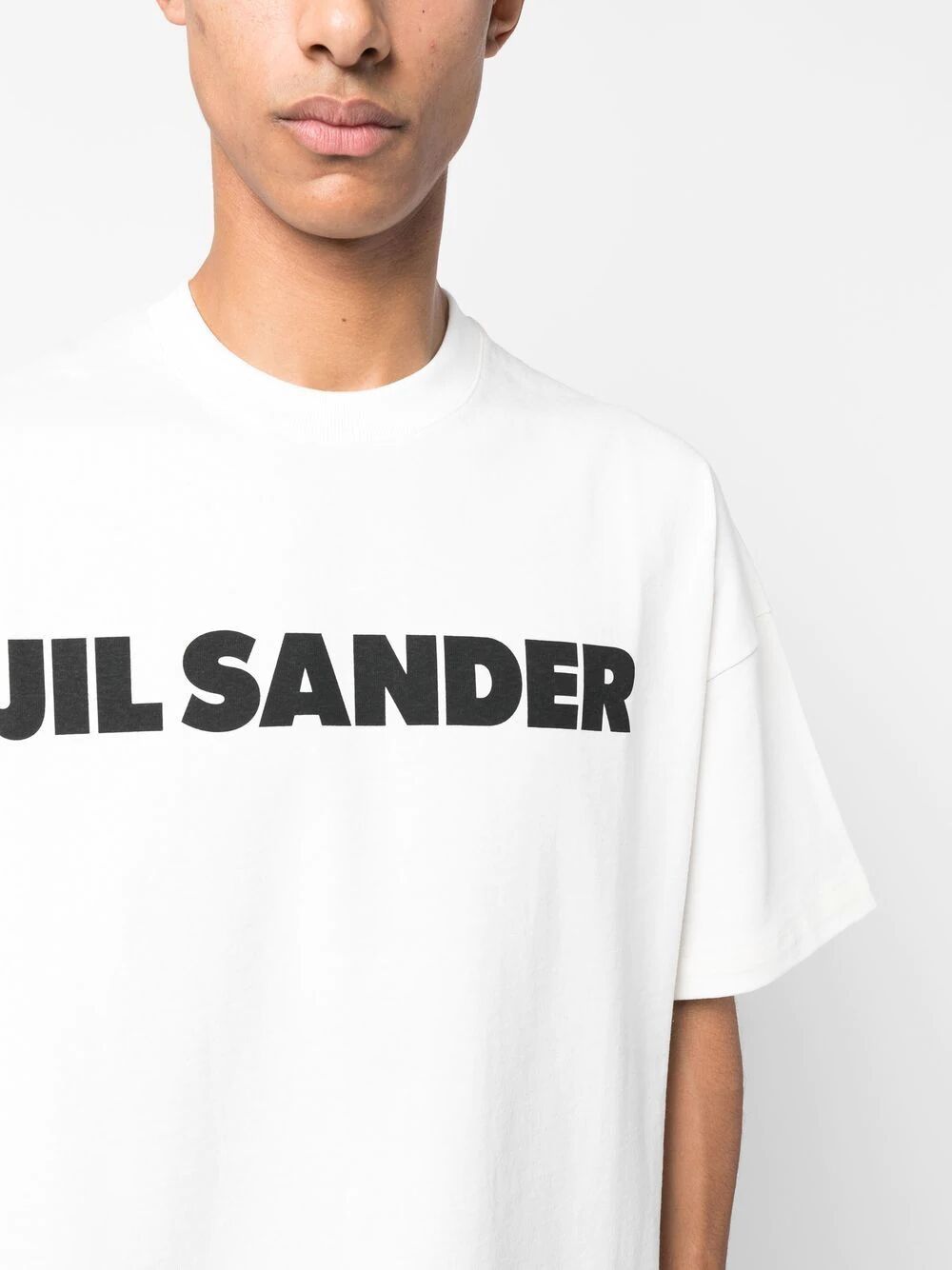 Shop Jil Sander Crew Neck Short Sleeves Logo T-shirt In White