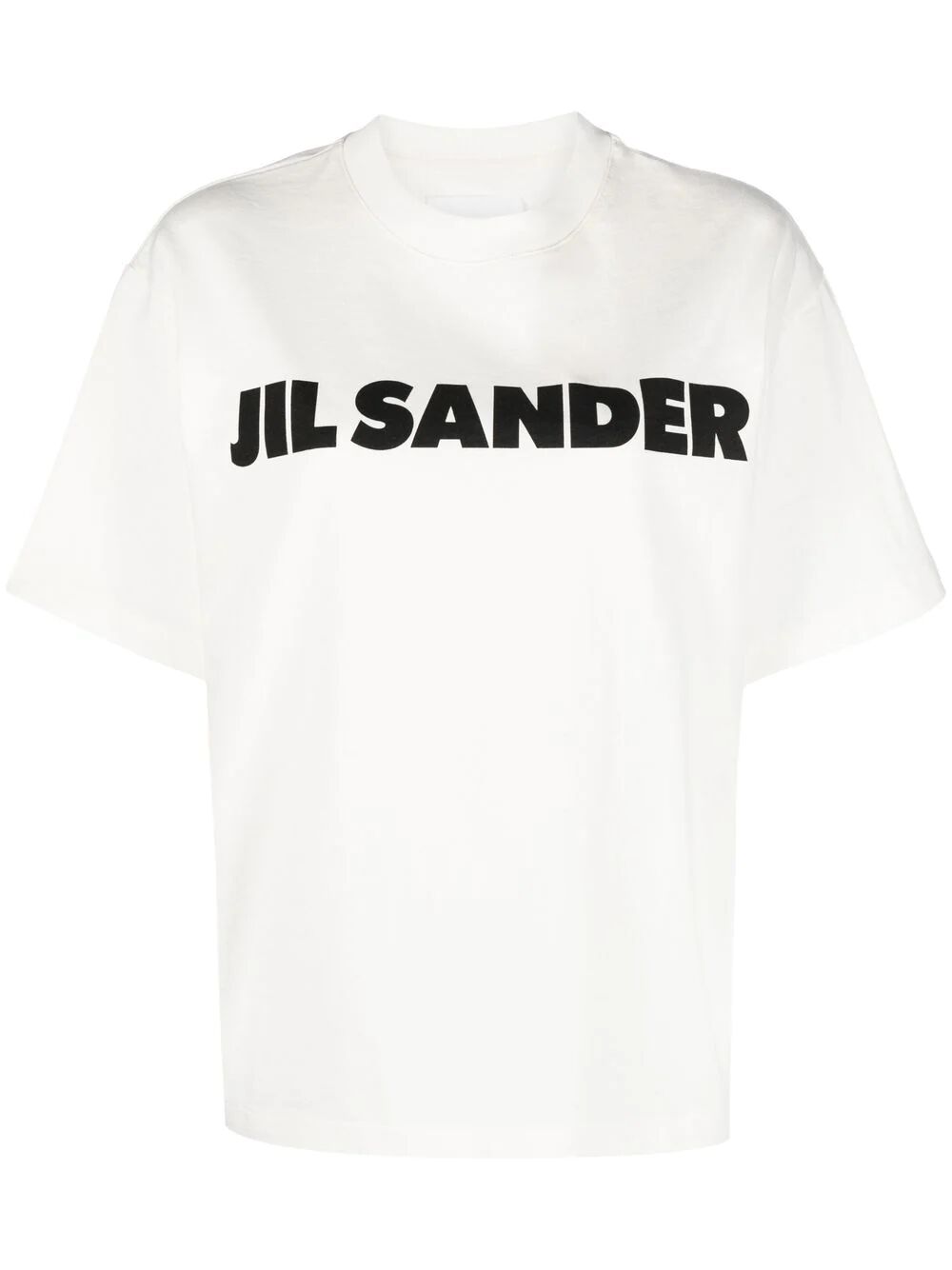 Shop Jil Sander Crew Neck Short Sleeve Boxy T-shirt With Printed Logo In White
