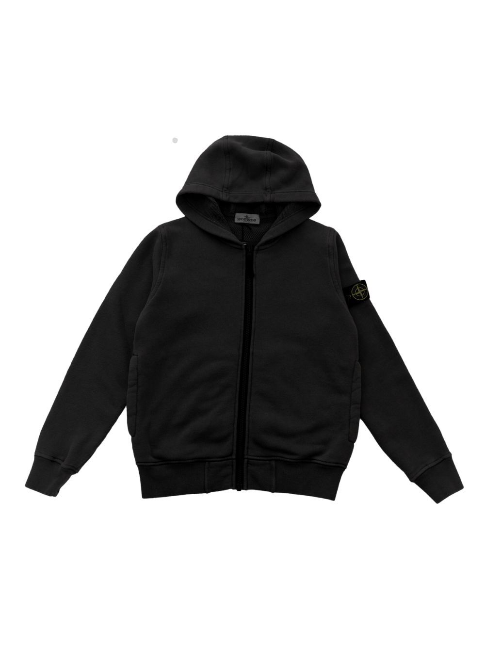 Stone Island Junior Hoodie Zip Sweatshirt In Black