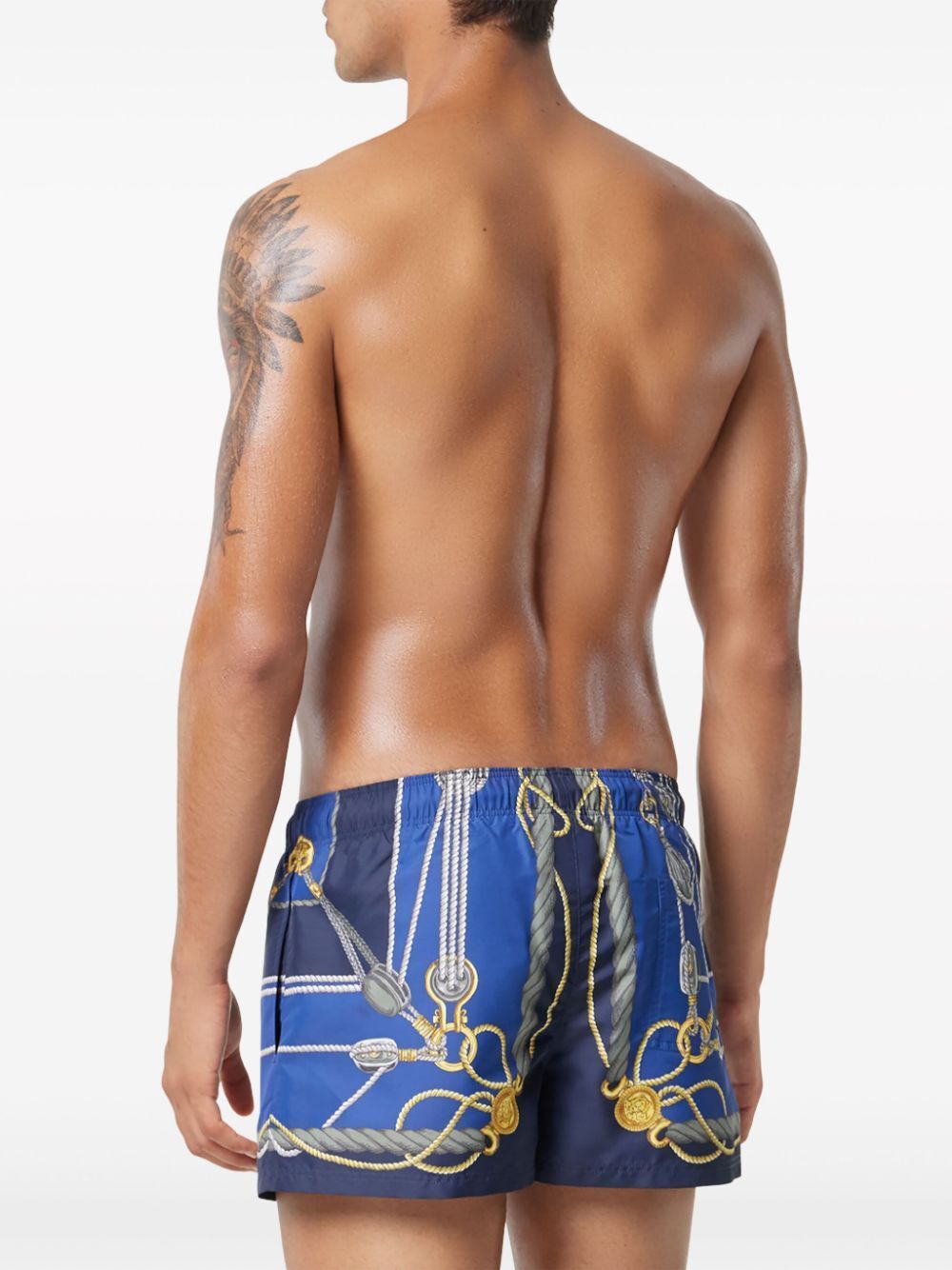 Shop Versace Swim Boxer Nylon Golfo Nautical Print In Blue