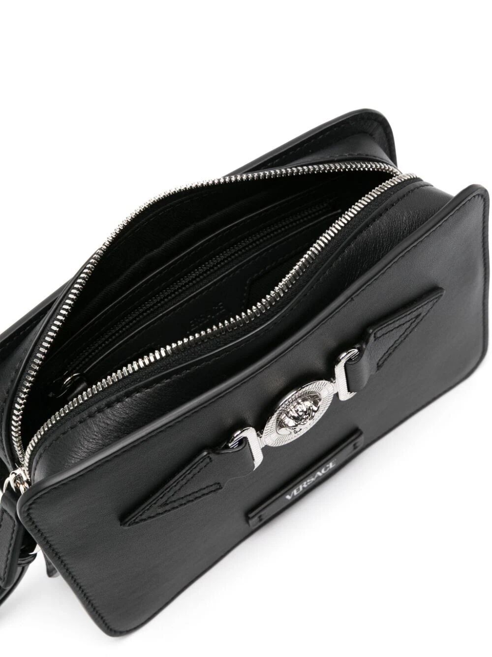 Shop Versace Camera Bag Calf In Black