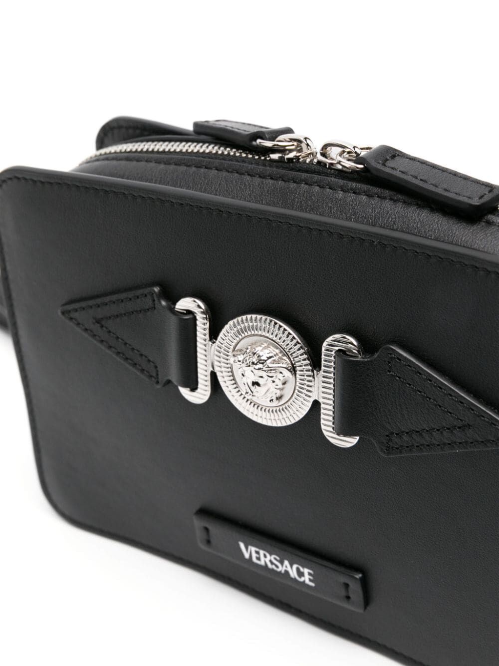 Shop Versace Camera Bag Calf In Black