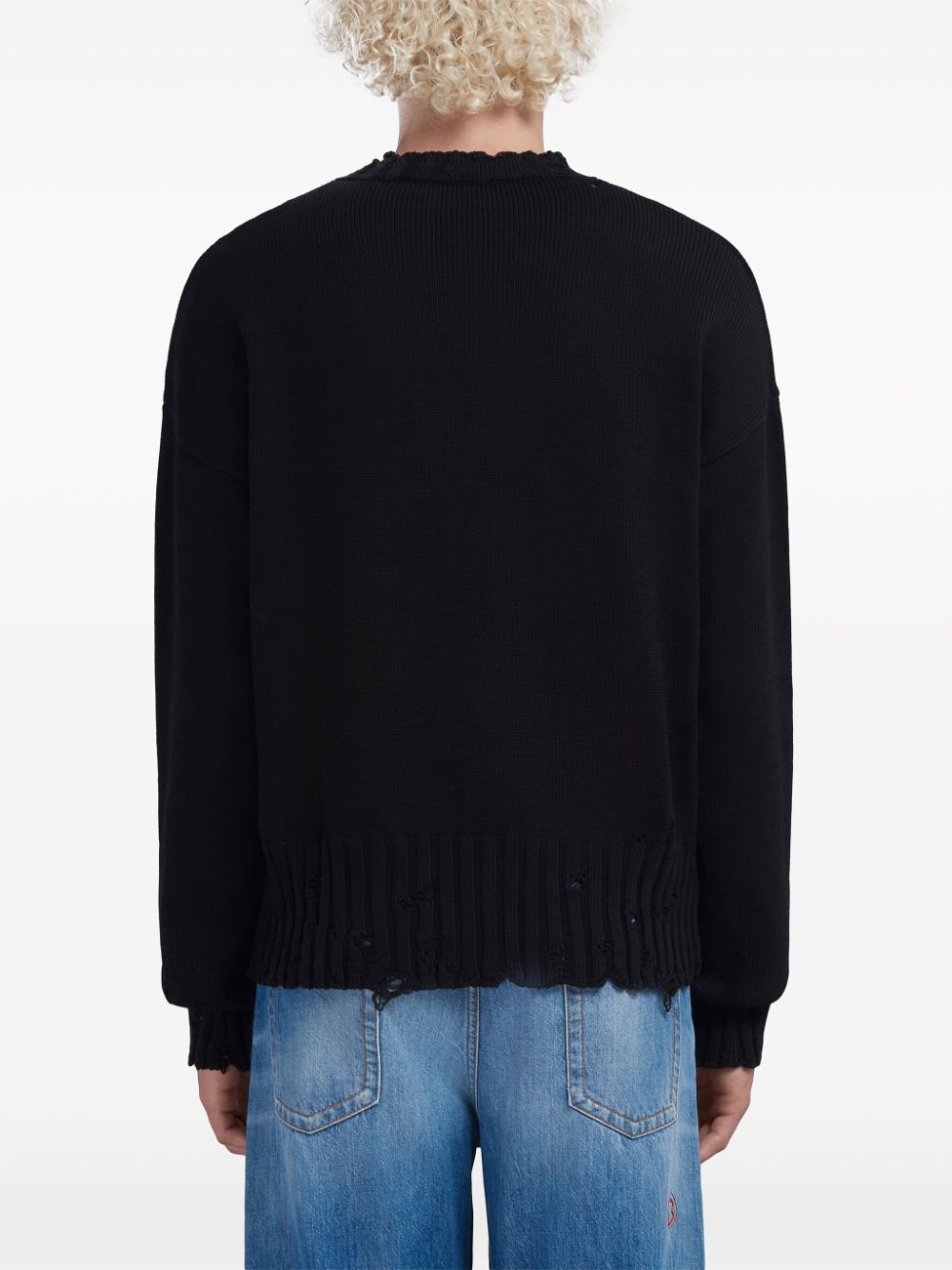Shop Marni Crew Neck Long Sleeeves Sweater In Black