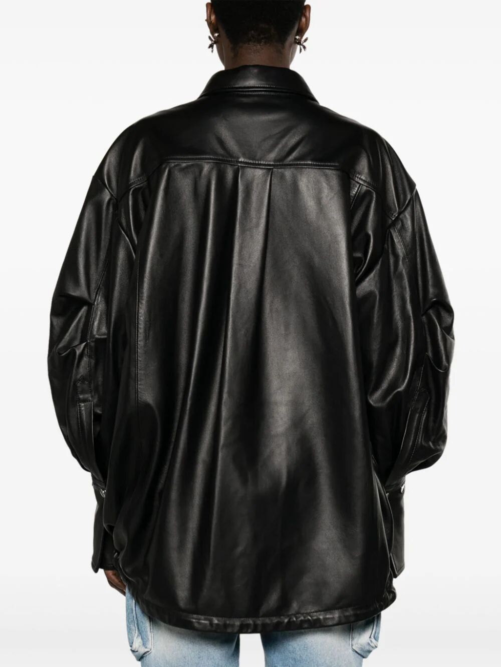Shop Attico Oversized Shirt With Coulisse In Black