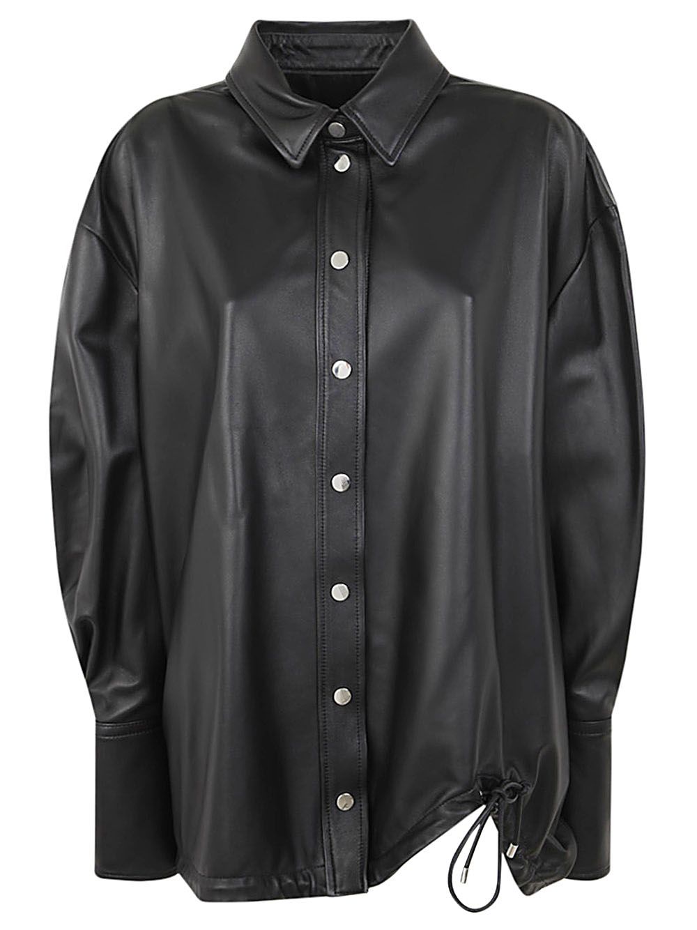 Shop Attico Oversized Shirt With Coulisse In Black