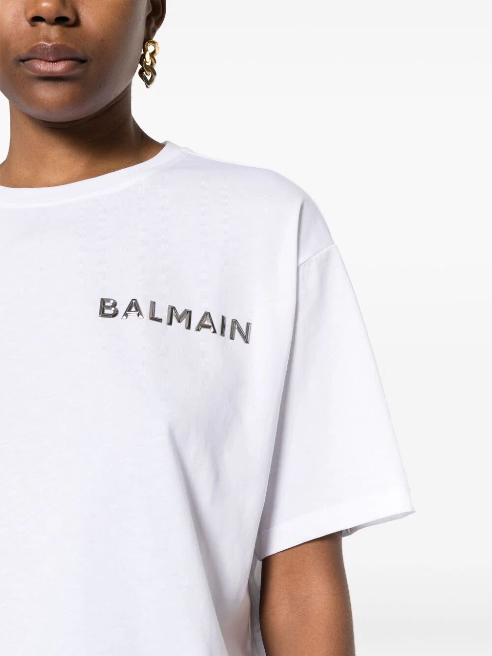 Shop Balmain Laminated Cropped T-shirt In Black