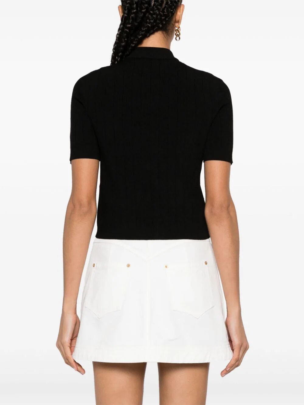 Shop Balmain Short Sleeve Buttoned Knit Short Cardigan In Black