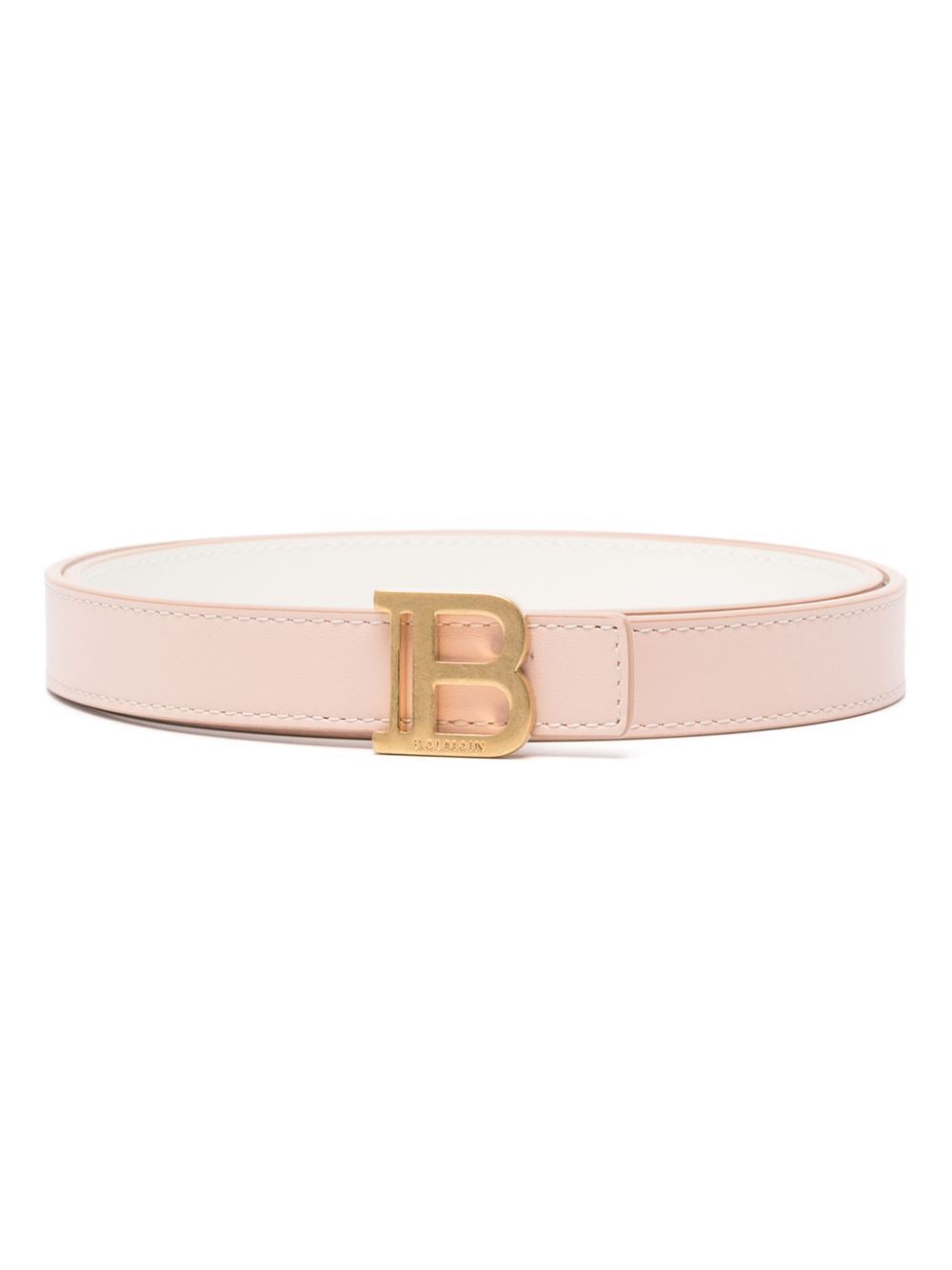 Shop Balmain Reversible Calfskin 2cm Belt In Pink & Purple