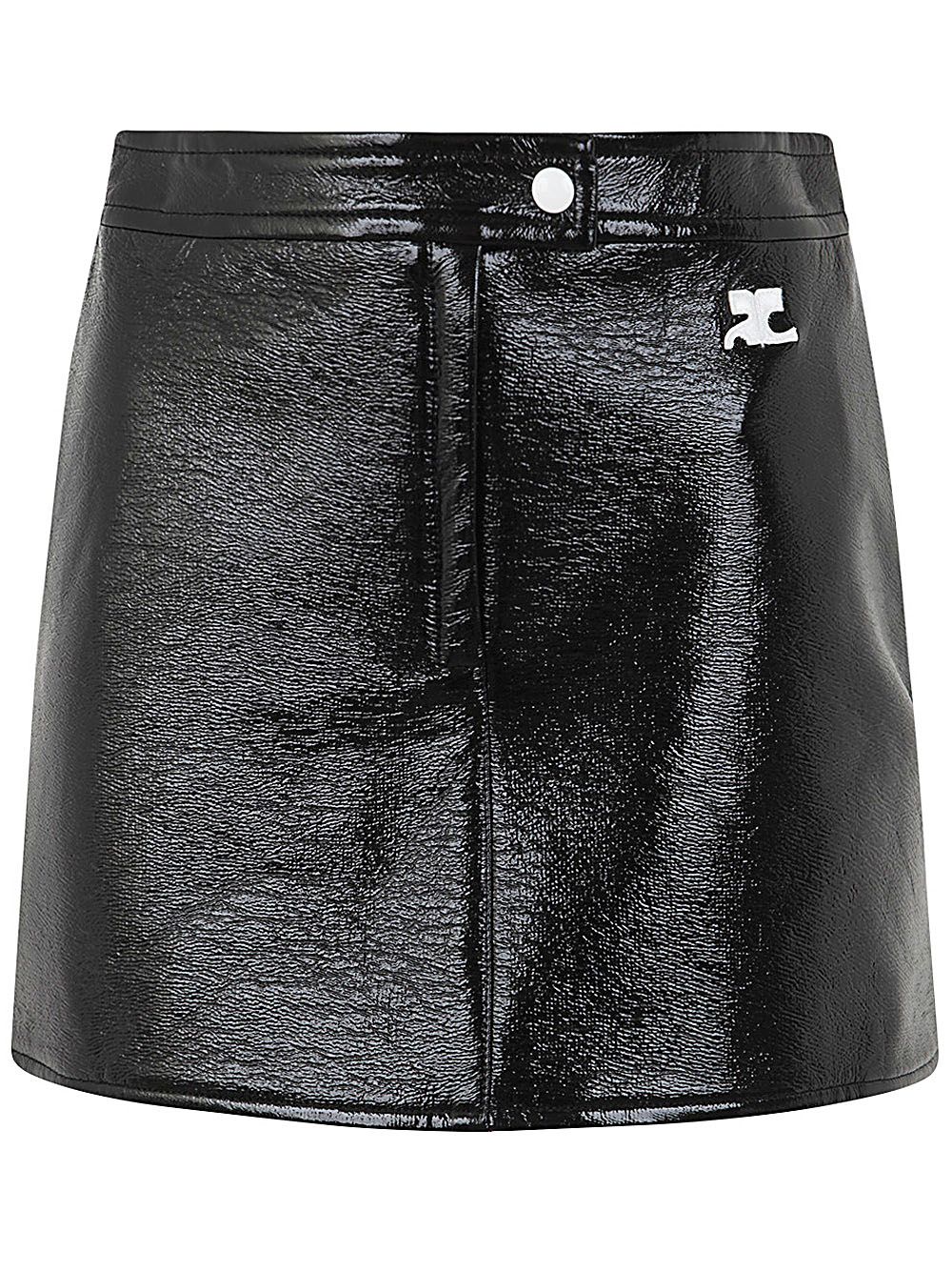 Shop Courrèges Reedition Vinyl Mini Skirt In Black