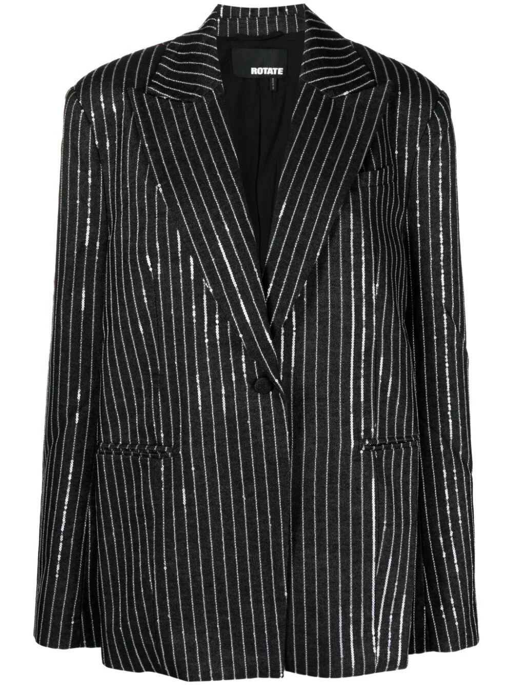 Shop Rotate Birger Christensen Sequin Twill Blazer In Black