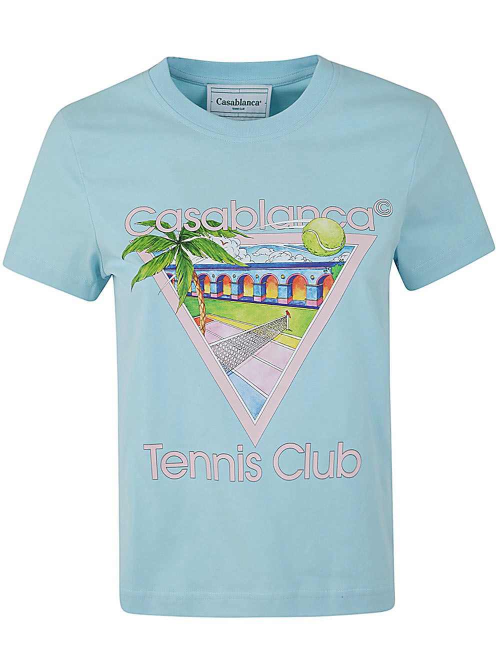 Shop Casablanca Tennis Club Icon Printed Fitted T-shirt In Blue