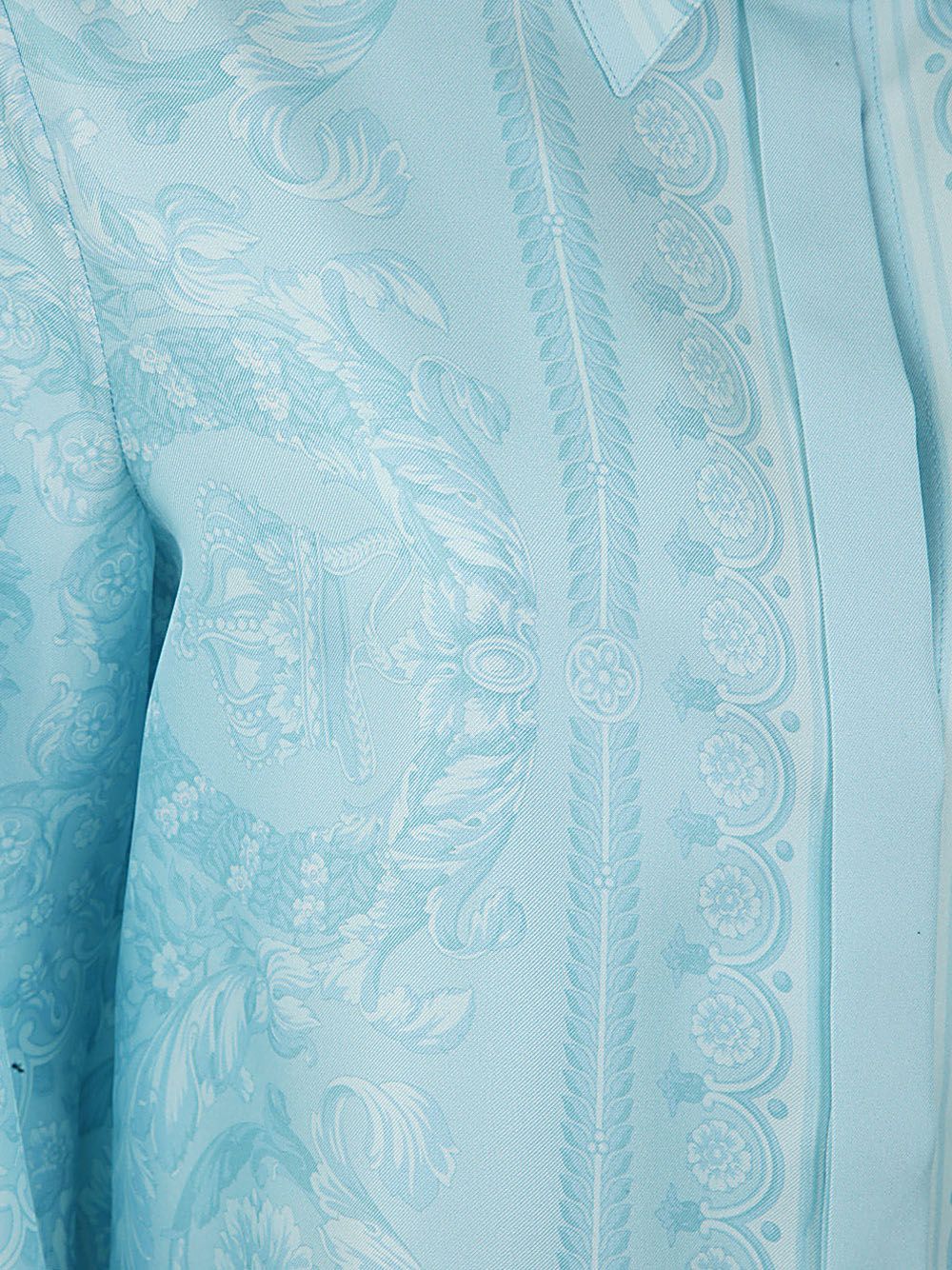Shop Versace Formal Shirt Silk Twill Fabric Baroque Print 92 In Blue