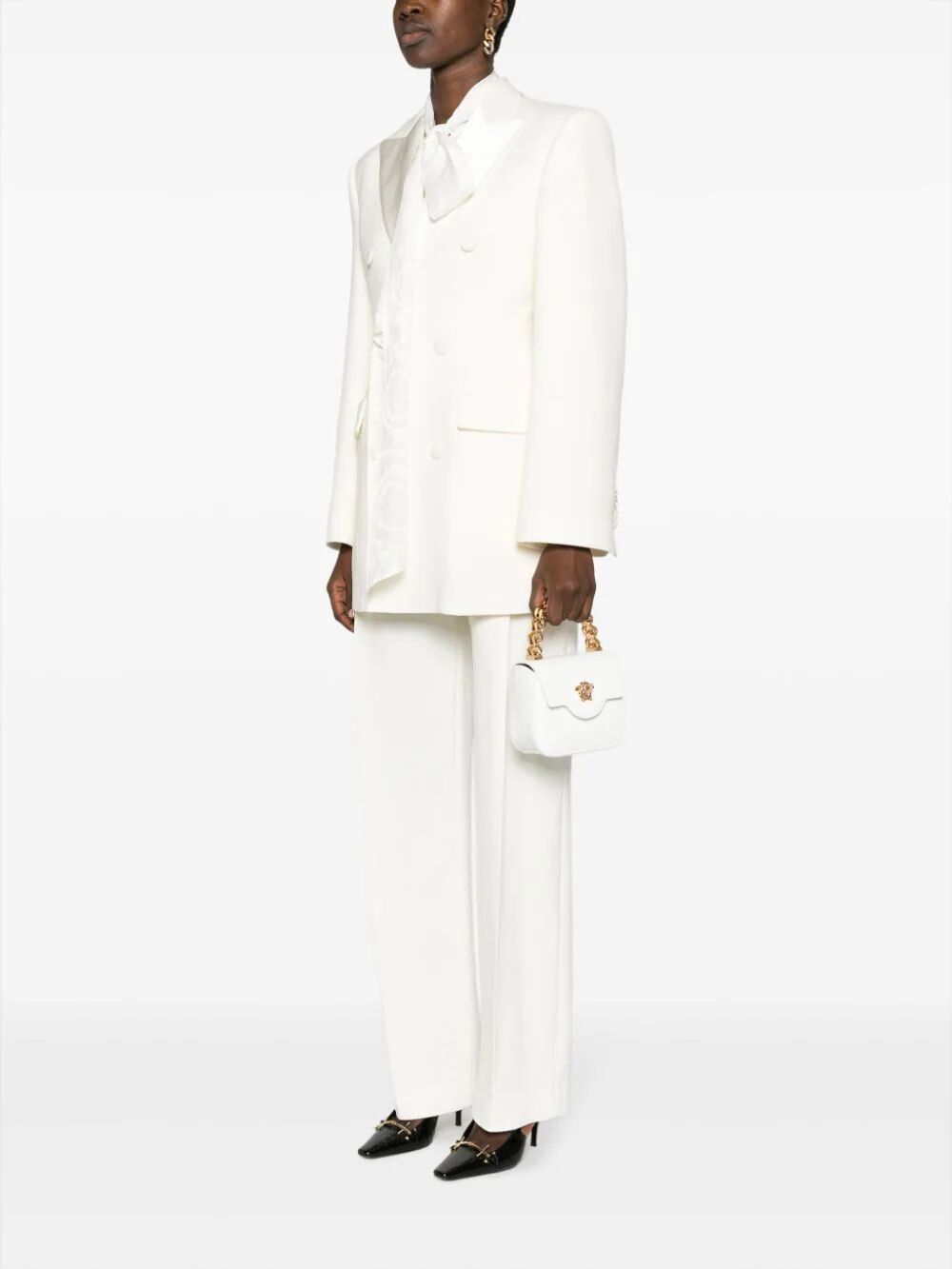 Shop Versace Mini Top Handle Calf Leather In White
