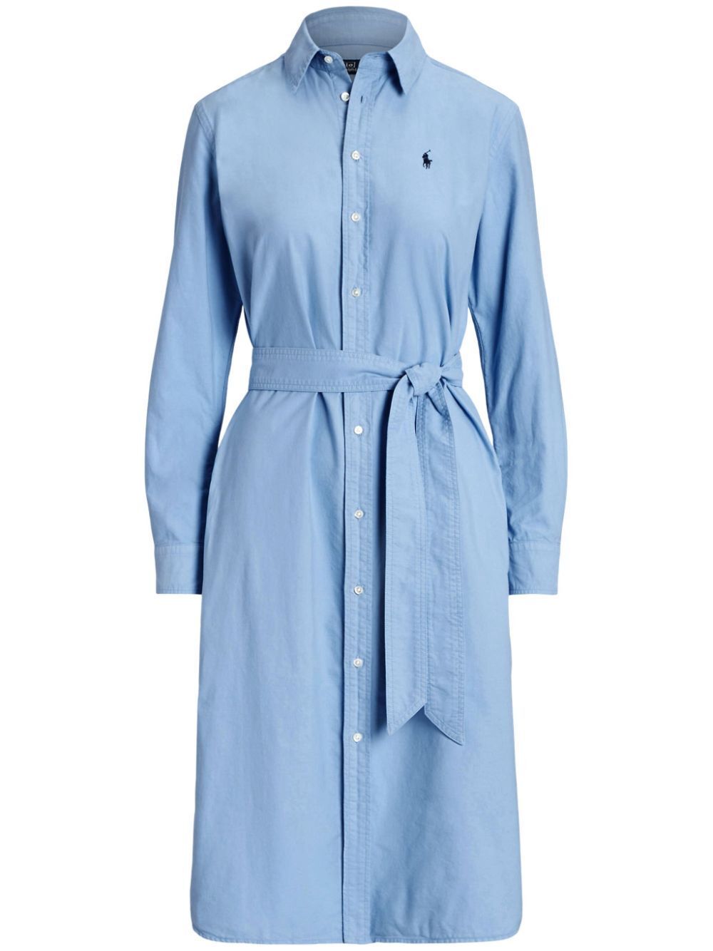 Polo Ralph Lauren Long Sleeves Chemisier Long Dress In Blue